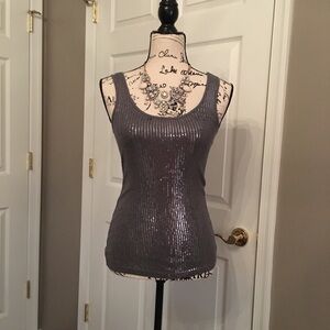 Express grey sequin tank top. Xs super cute